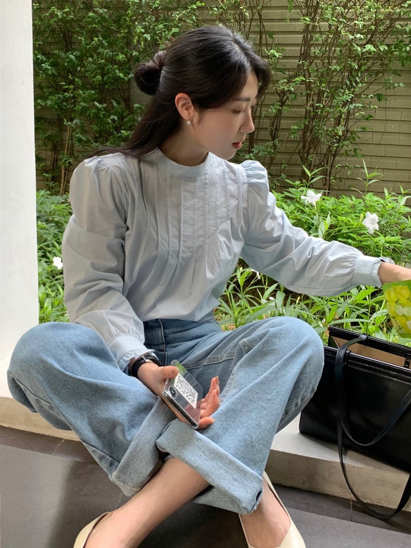 立領後背單排扣設計感恤衫