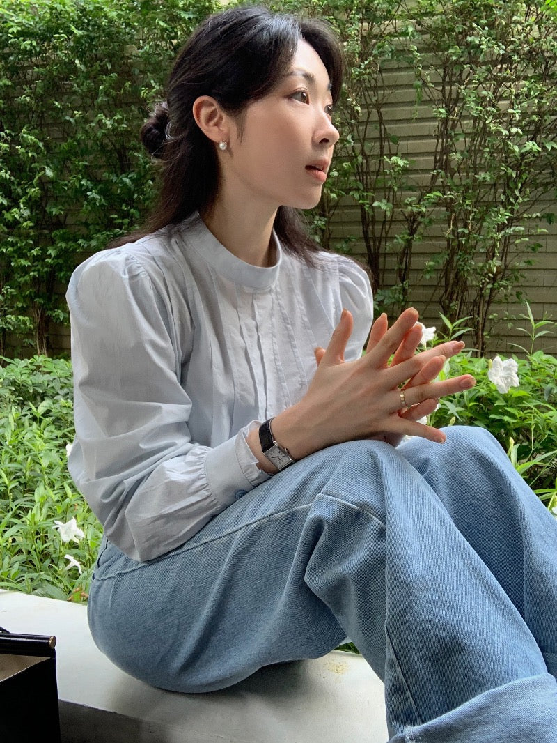 立領後背單排扣設計感恤衫