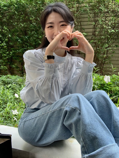 立領後背單排扣設計感恤衫