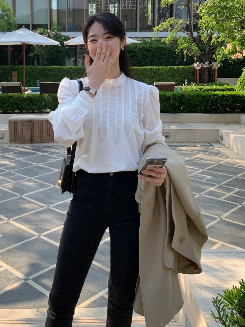 立領後背單排扣設計感恤衫