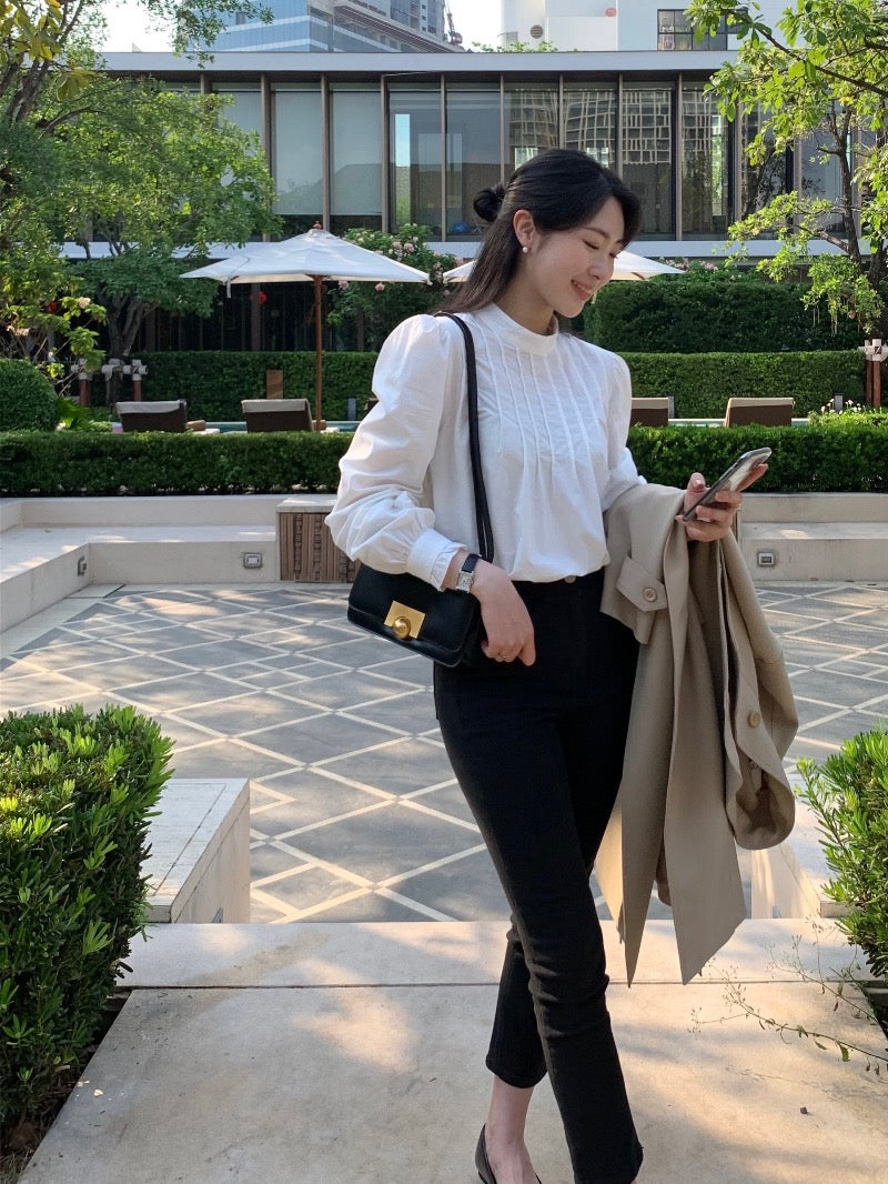 立領後背單排扣設計感恤衫