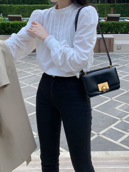 立領後背單排扣設計感恤衫