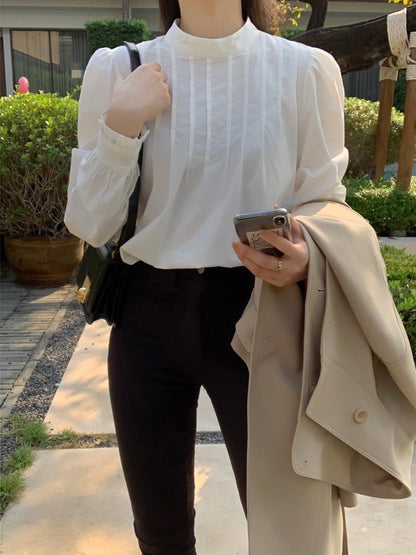 立領後背單排扣設計感恤衫