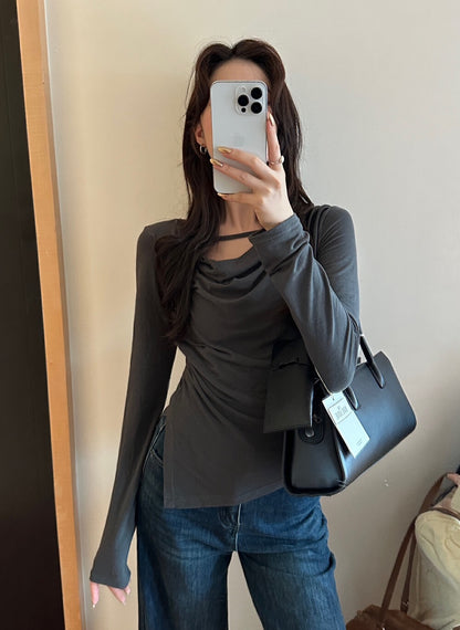 不規則蕩領顯瘦top