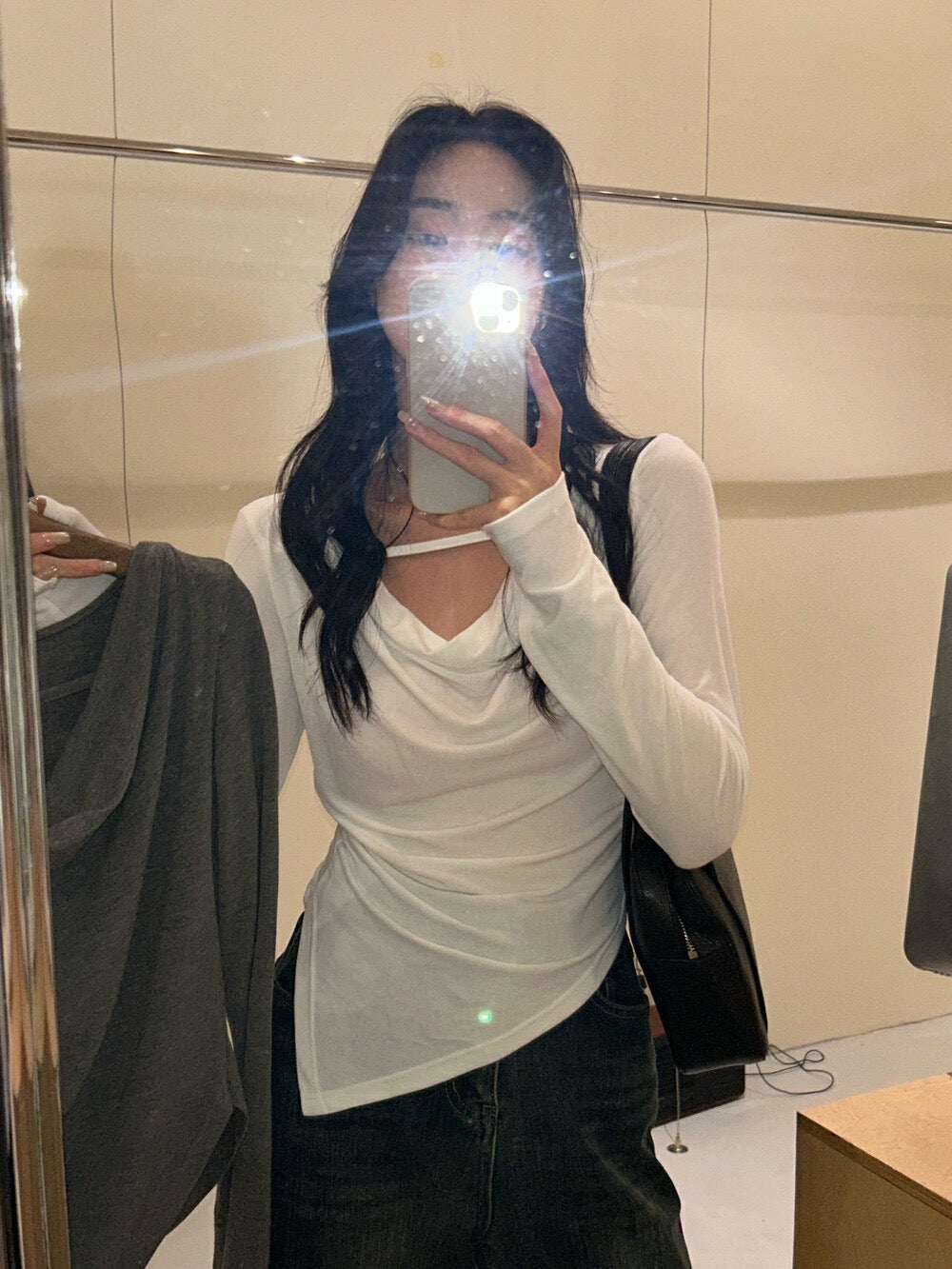 不規則蕩領顯瘦top