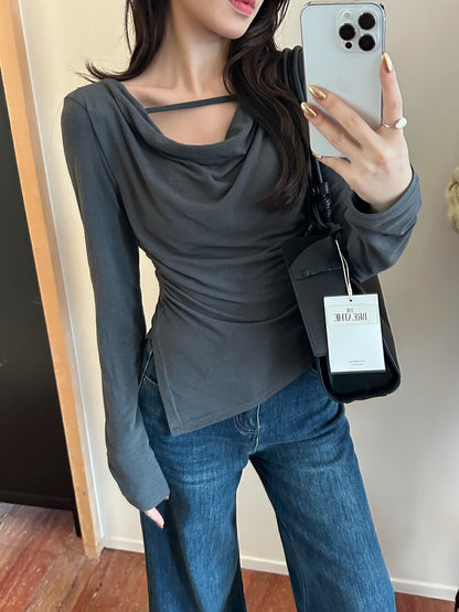 不規則蕩領顯瘦top