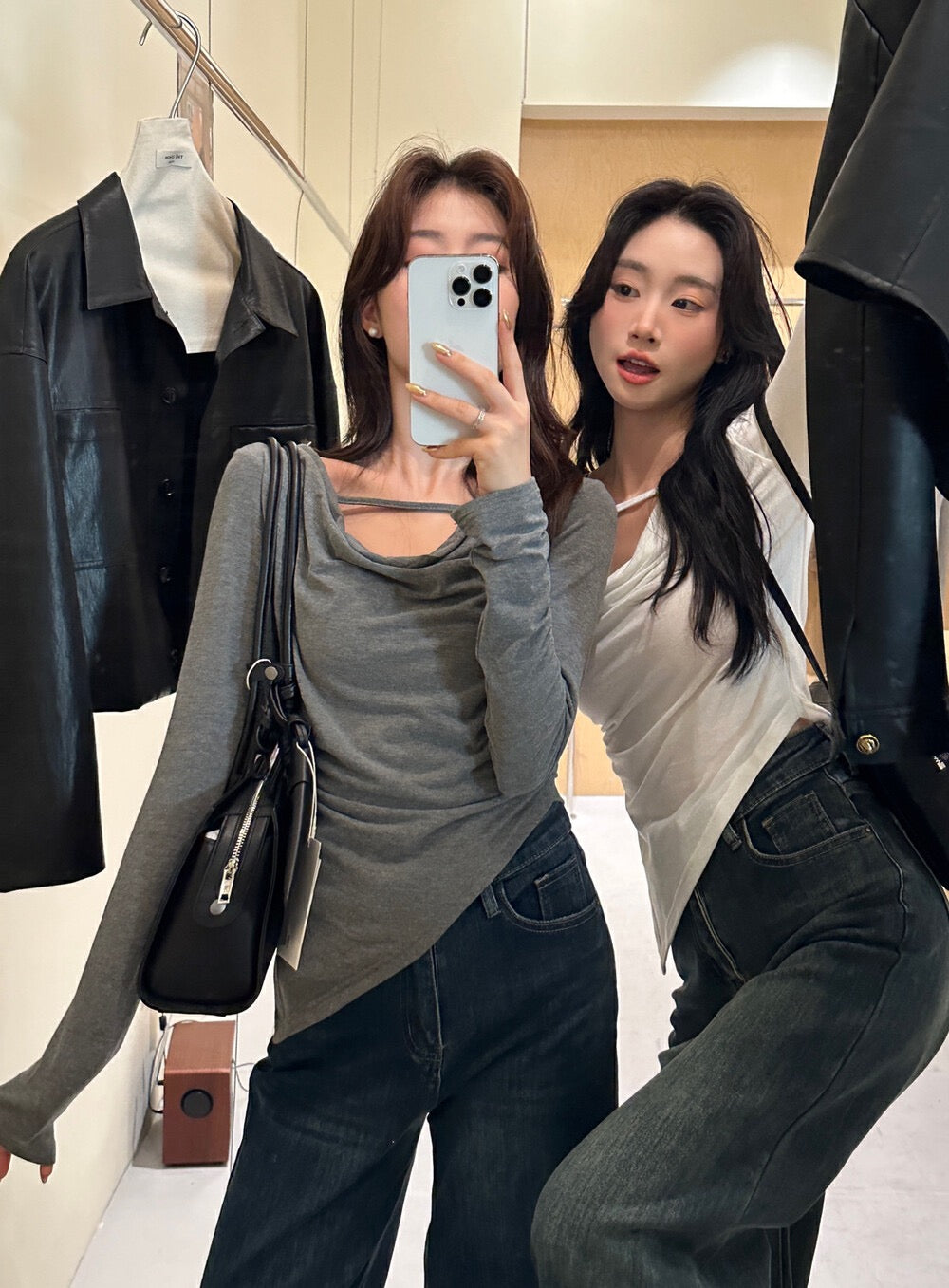 不規則蕩領顯瘦top