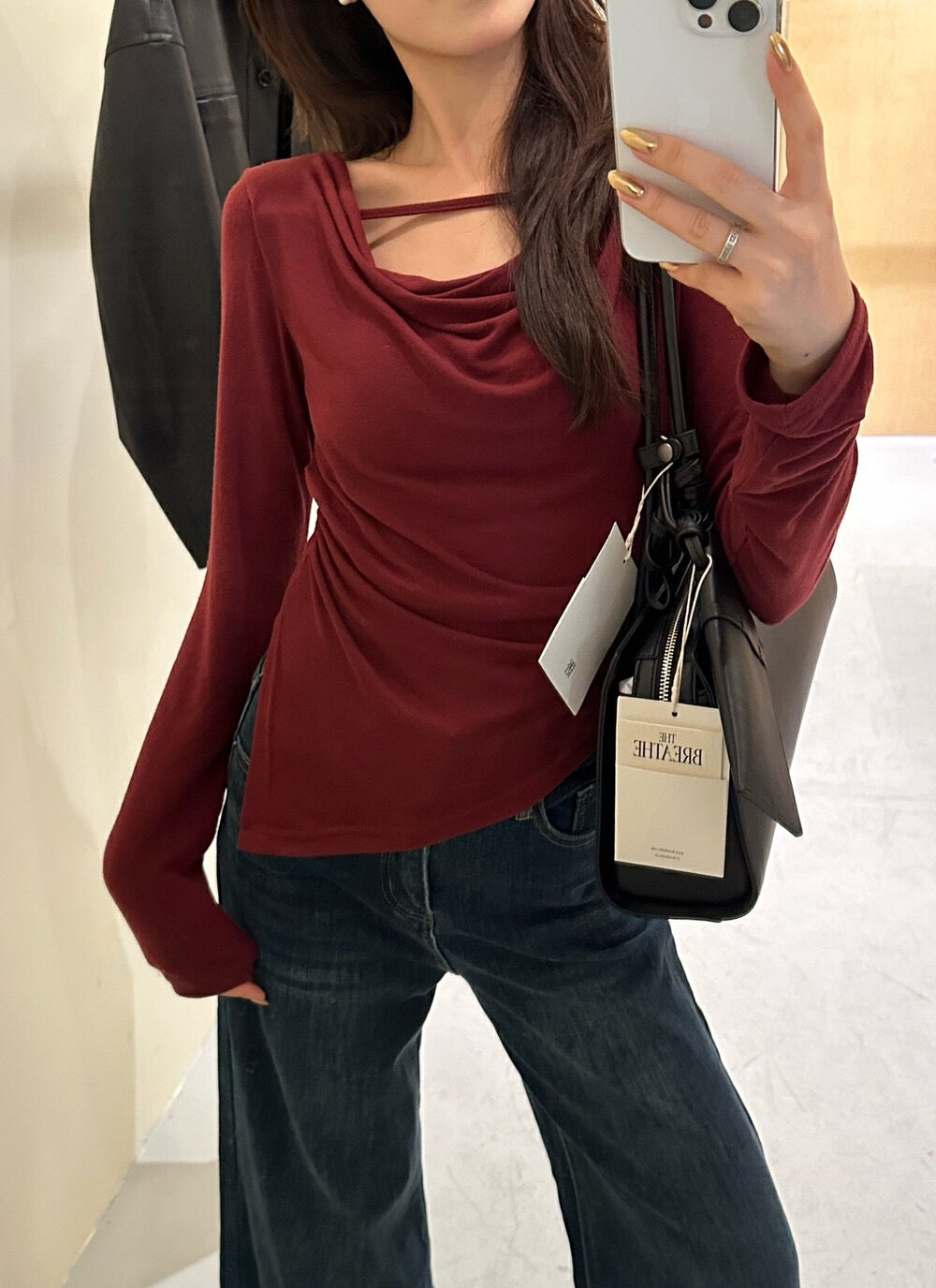 不規則蕩領顯瘦top