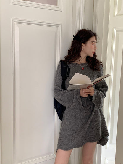 Openwork Bell Sleeve Knitted Dress