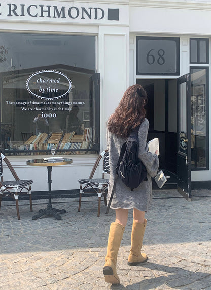 Openwork Bell Sleeve Knitted Dress