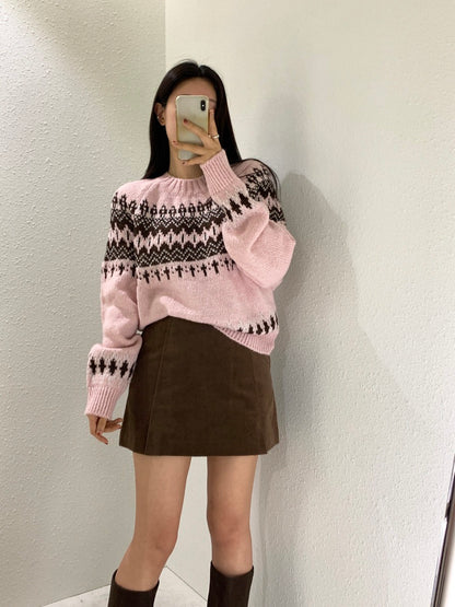 圓領費爾島毛衣