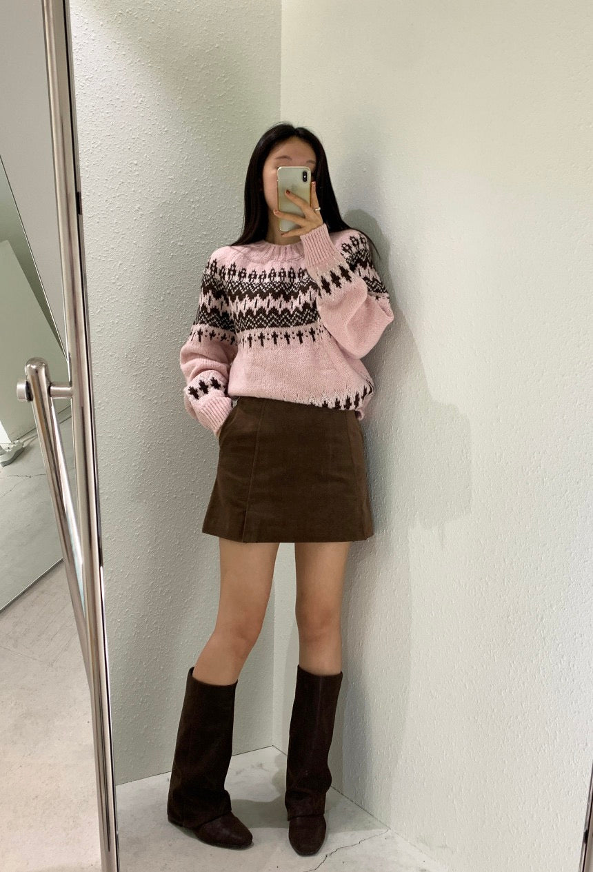 圓領費爾島毛衣