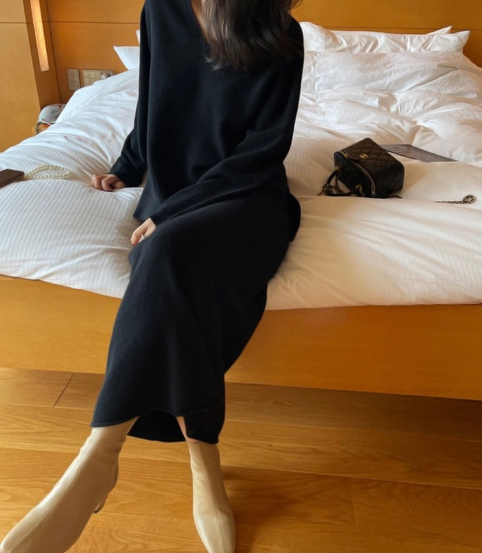 柔らかい長袖ニットセーター+ハイウエストタイトスカートセット