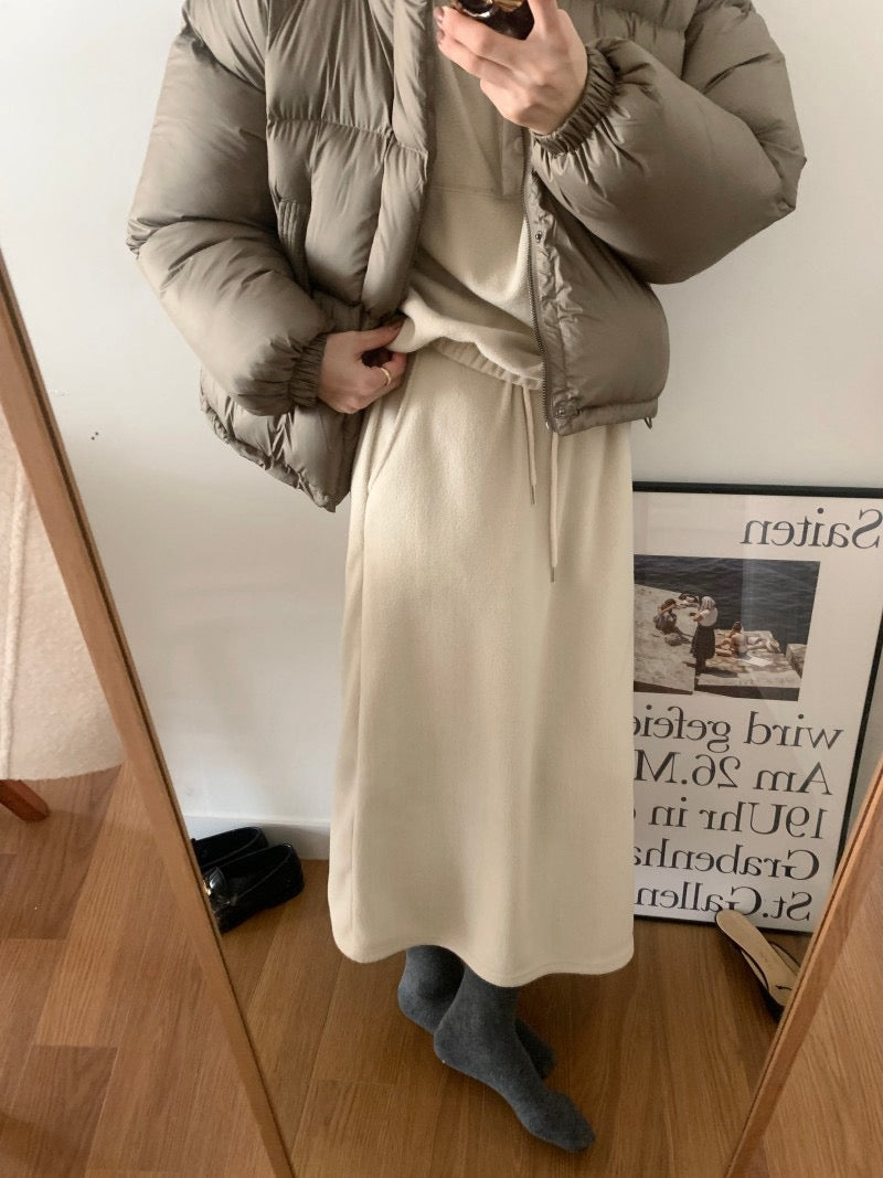 Double-sided Fleece Relaxed Top + Slimming Skirt Set