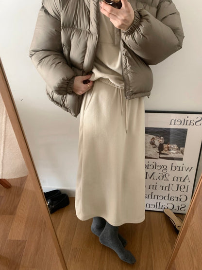 Double-sided Fleece Relaxed Top + Slimming Skirt Set