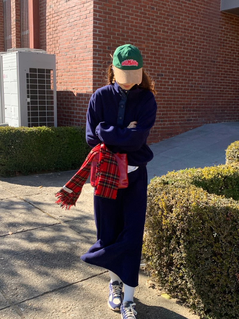 Double-sided Fleece Relaxed Top + Slimming Skirt Set