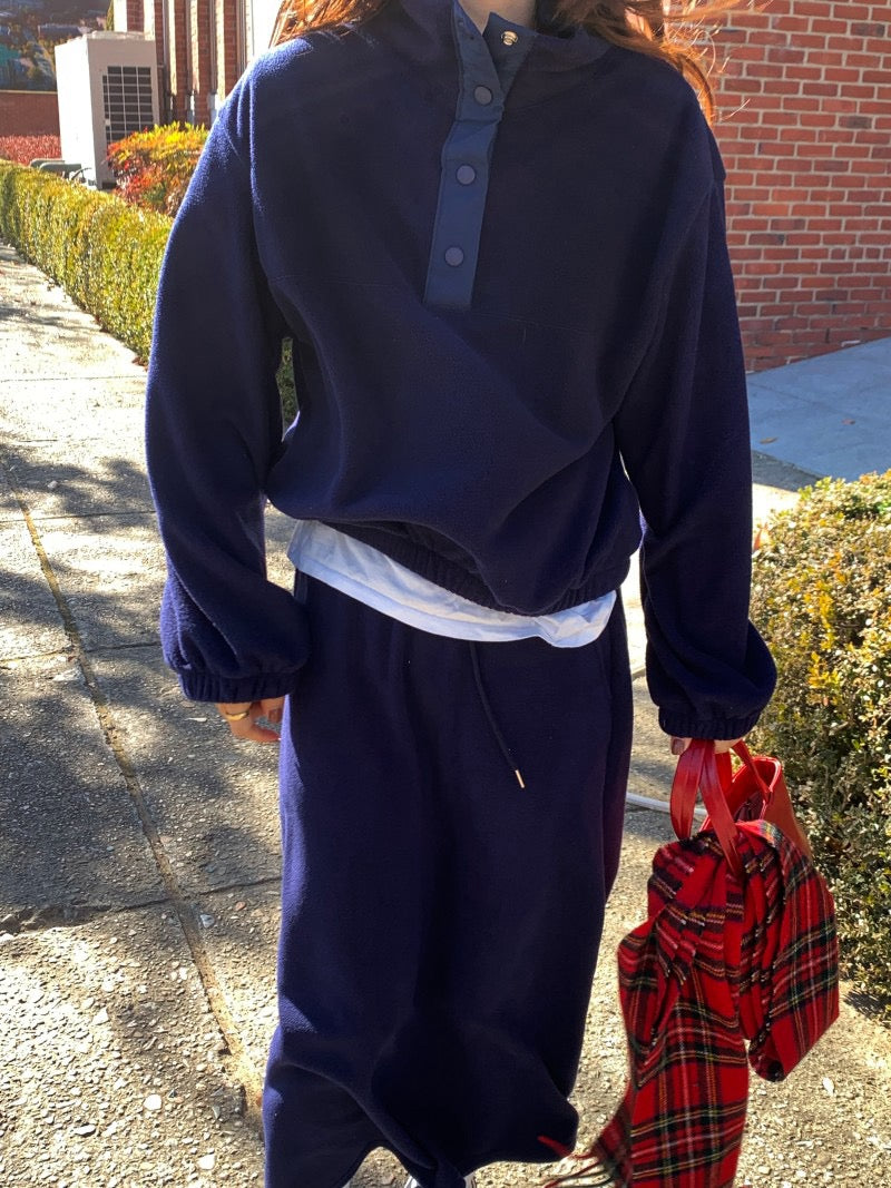 Double-sided Fleece Relaxed Top + Slimming Skirt Set