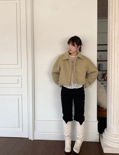 蕾絲花邊泡泡袖恤衫