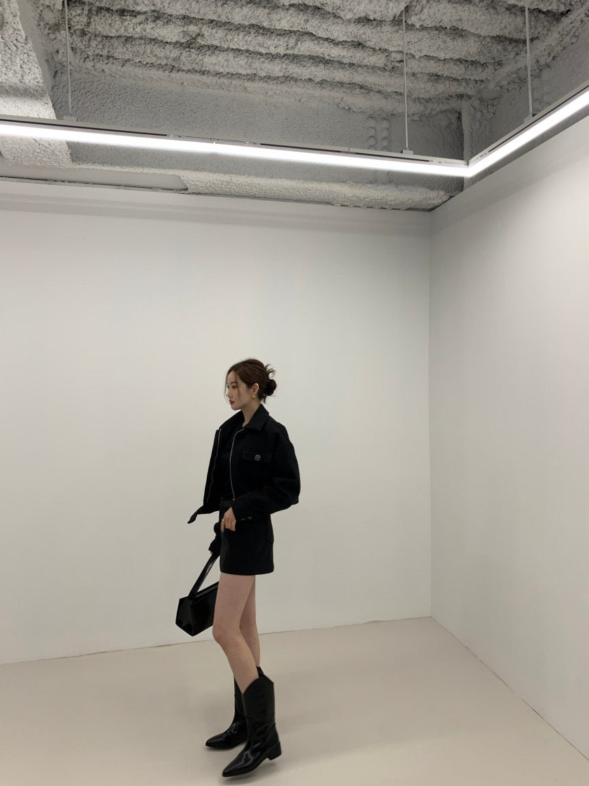 翻領拉鏈短款小香風外套