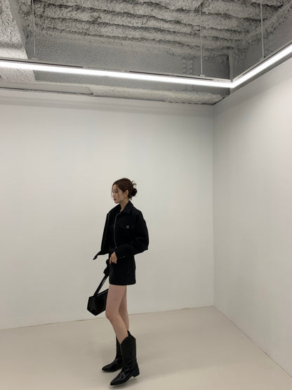 翻領拉鏈短款小香風外套