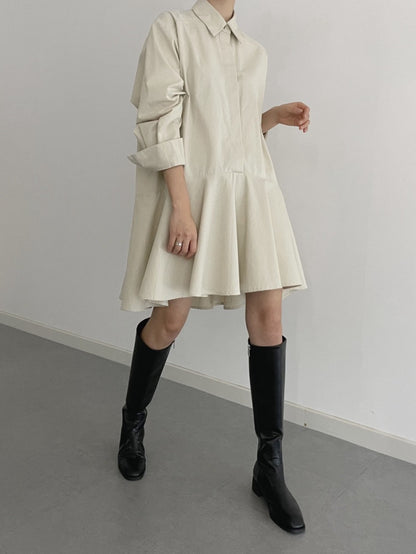 翻領荷葉邊恤衫裙