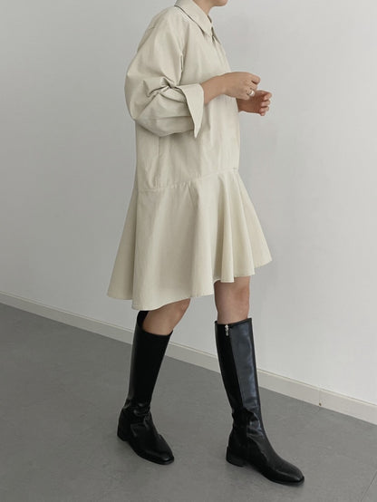 翻領荷葉邊恤衫裙