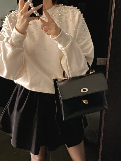 圓領釘珠長袖衛衣