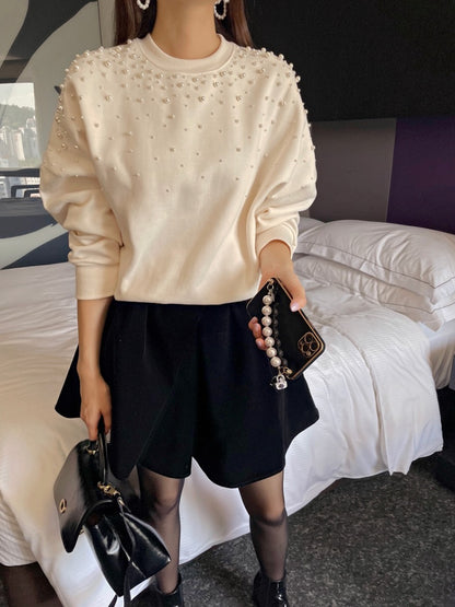 圓領釘珠長袖衛衣