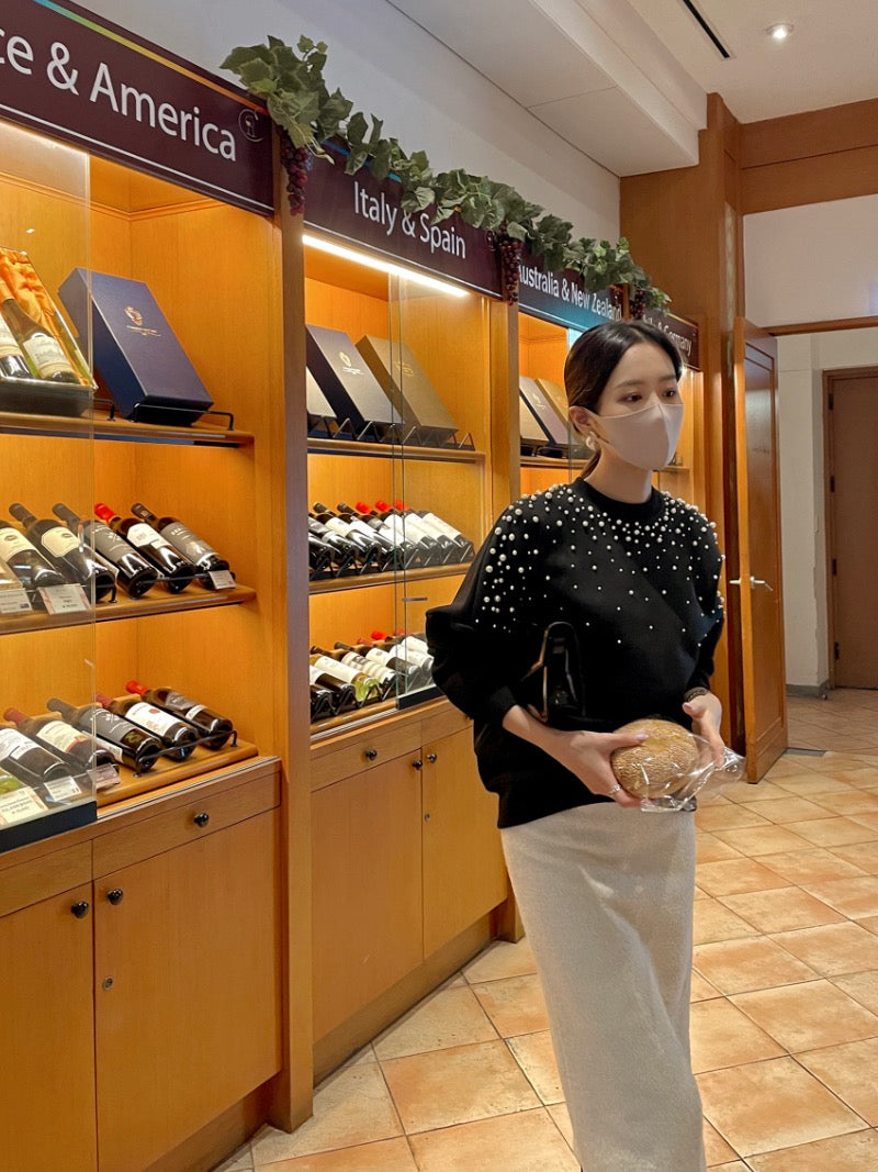 圓領釘珠長袖衛衣