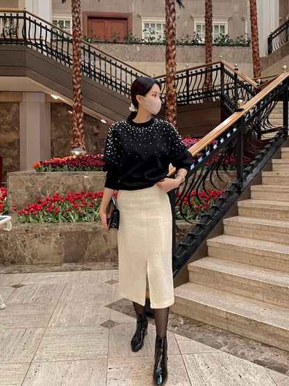 圓領釘珠長袖衛衣