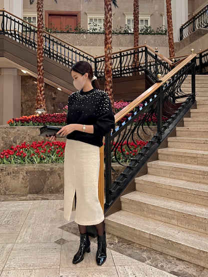 圓領釘珠長袖衛衣