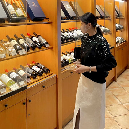 圓領釘珠長袖衛衣