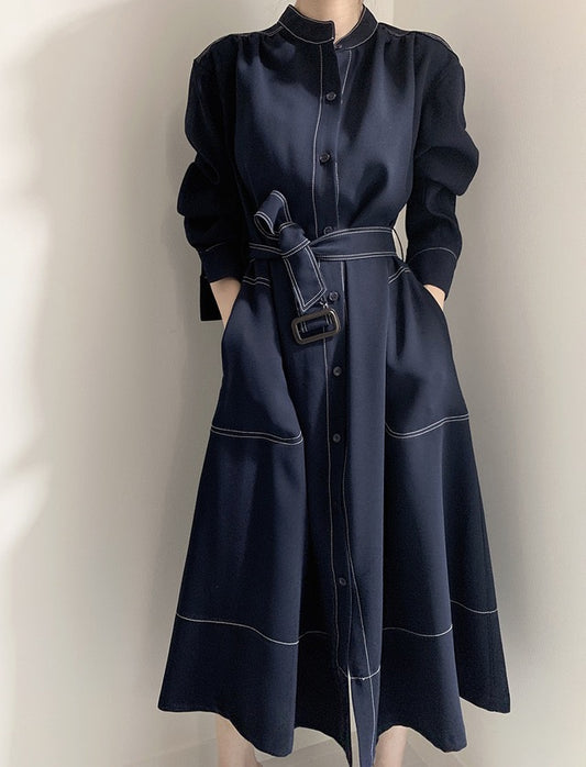 Trench Coat Style Dress with Distinctive Tie Details