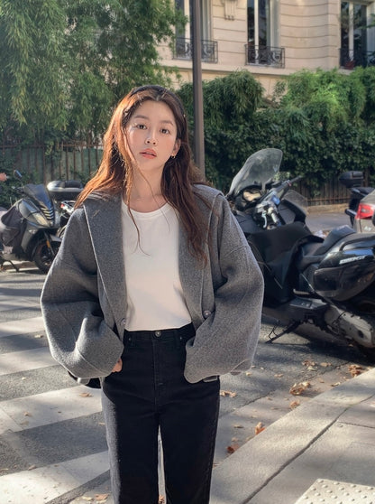 Hooded Wool Short Coat