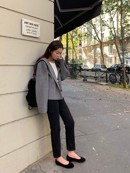 Hooded Wool Short Coat