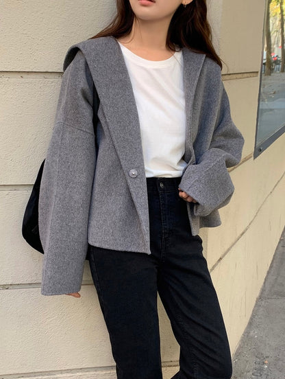 Hooded Wool Short Coat