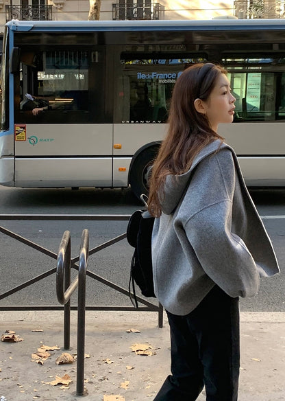 Hooded Wool Short Coat