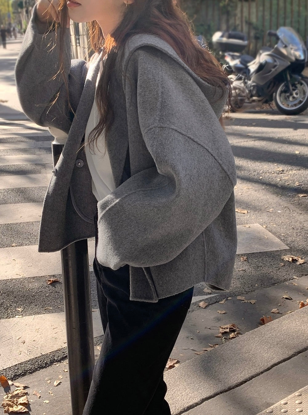 Hooded Wool Short Coat