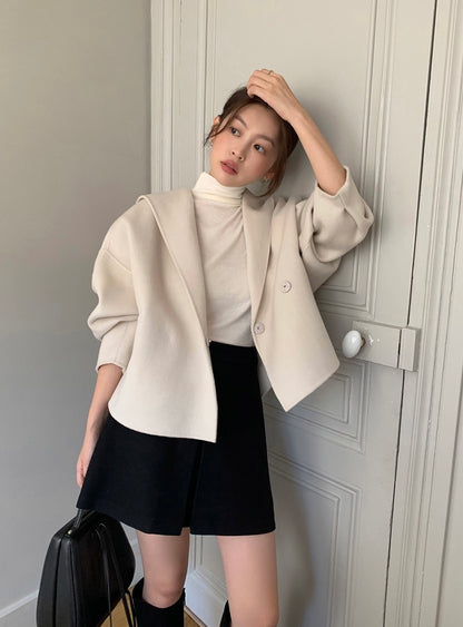 Hooded Wool Short Coat