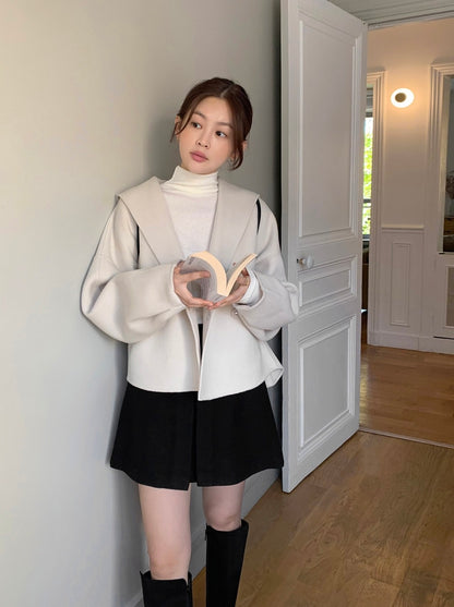 Hooded Wool Short Coat