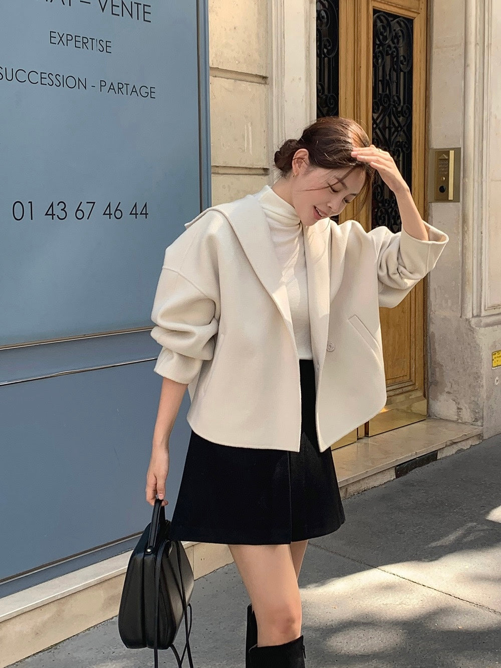 Hooded Wool Short Coat