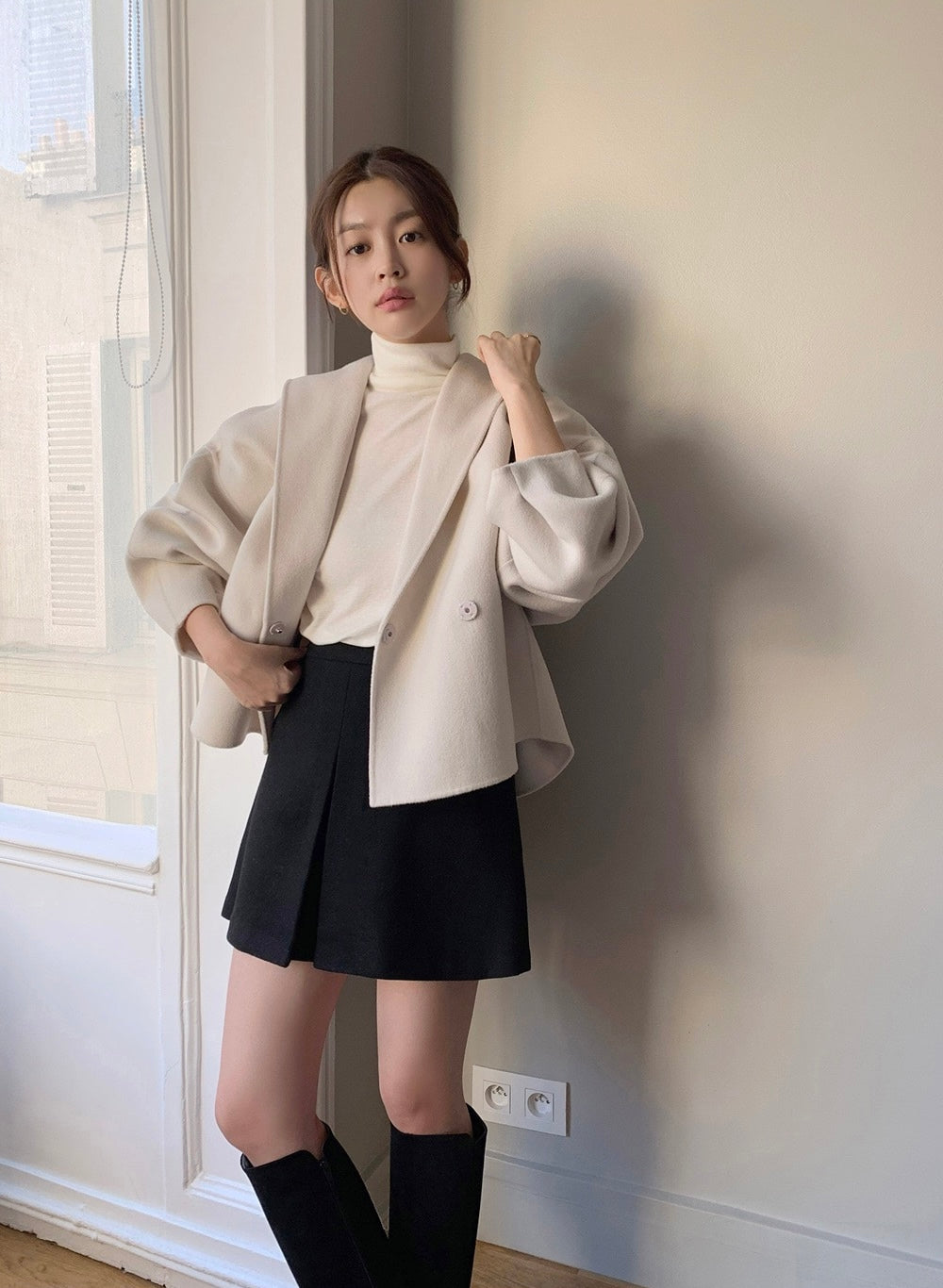 Hooded Wool Short Coat