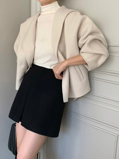 Hooded Wool Short Coat