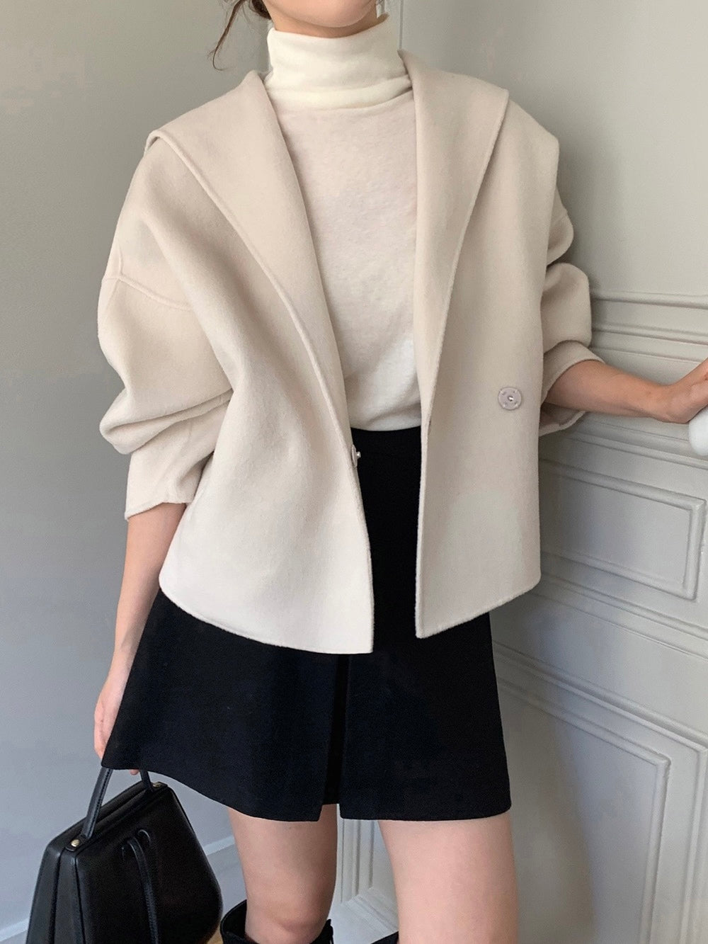 Hooded Wool Short Coat