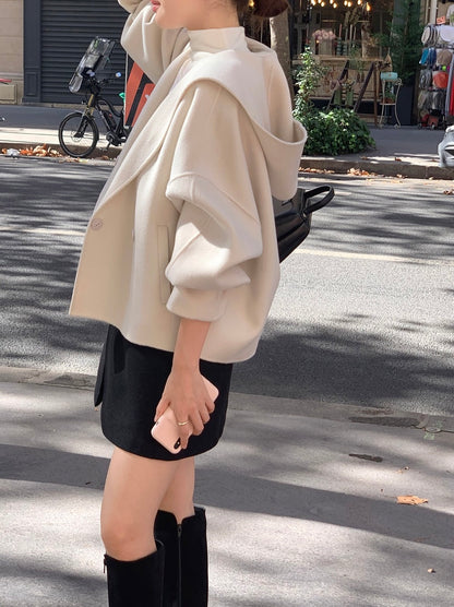 Hooded Wool Short Coat