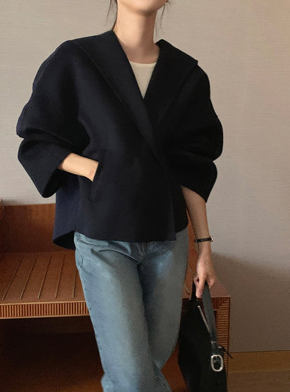 Hooded Wool Short Coat