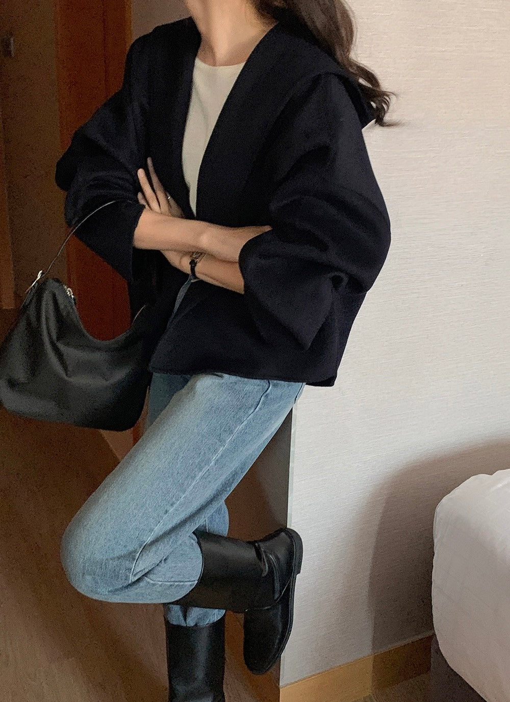 Hooded Wool Short Coat