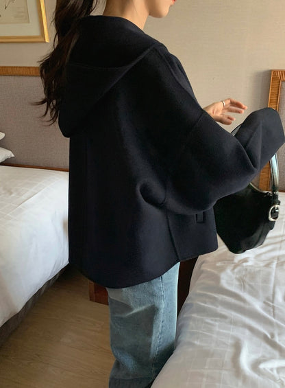 Hooded Wool Short Coat