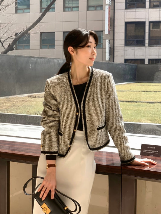 粗花呢小香風條紋外套