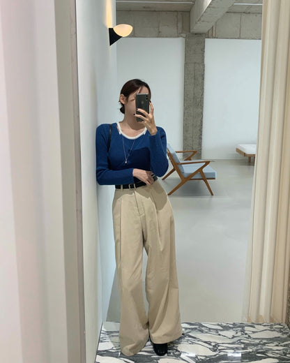Halter Neck Spliced Layered Tie-Knit Top